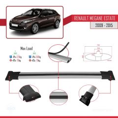 Renault Megane GRANDTOUR 2009-2015 Arası ile Uyumlu FLY Model Ara Atkı Tavan Barı GRİ 3 ADET BAR