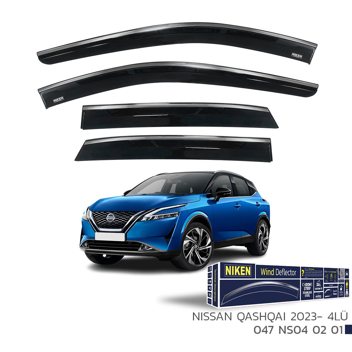 Niken Nissan Qashqai 2023 Sonrası Kromlu Cam Rüzgarlığı 4 LÜ