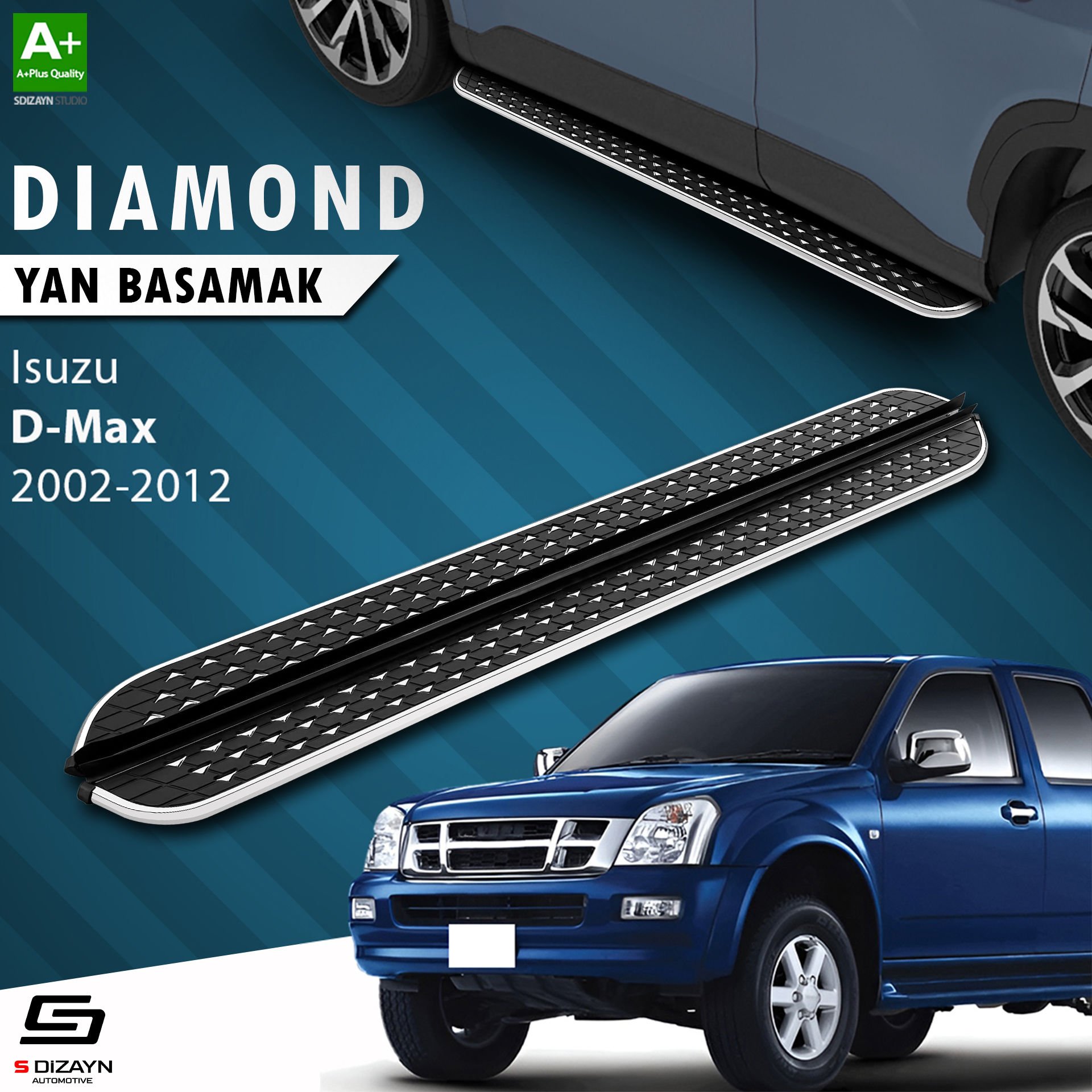 S-Dizayn Isuzu D-Max Diamond Krom Yan Basamak 203 Cm 2002-2012