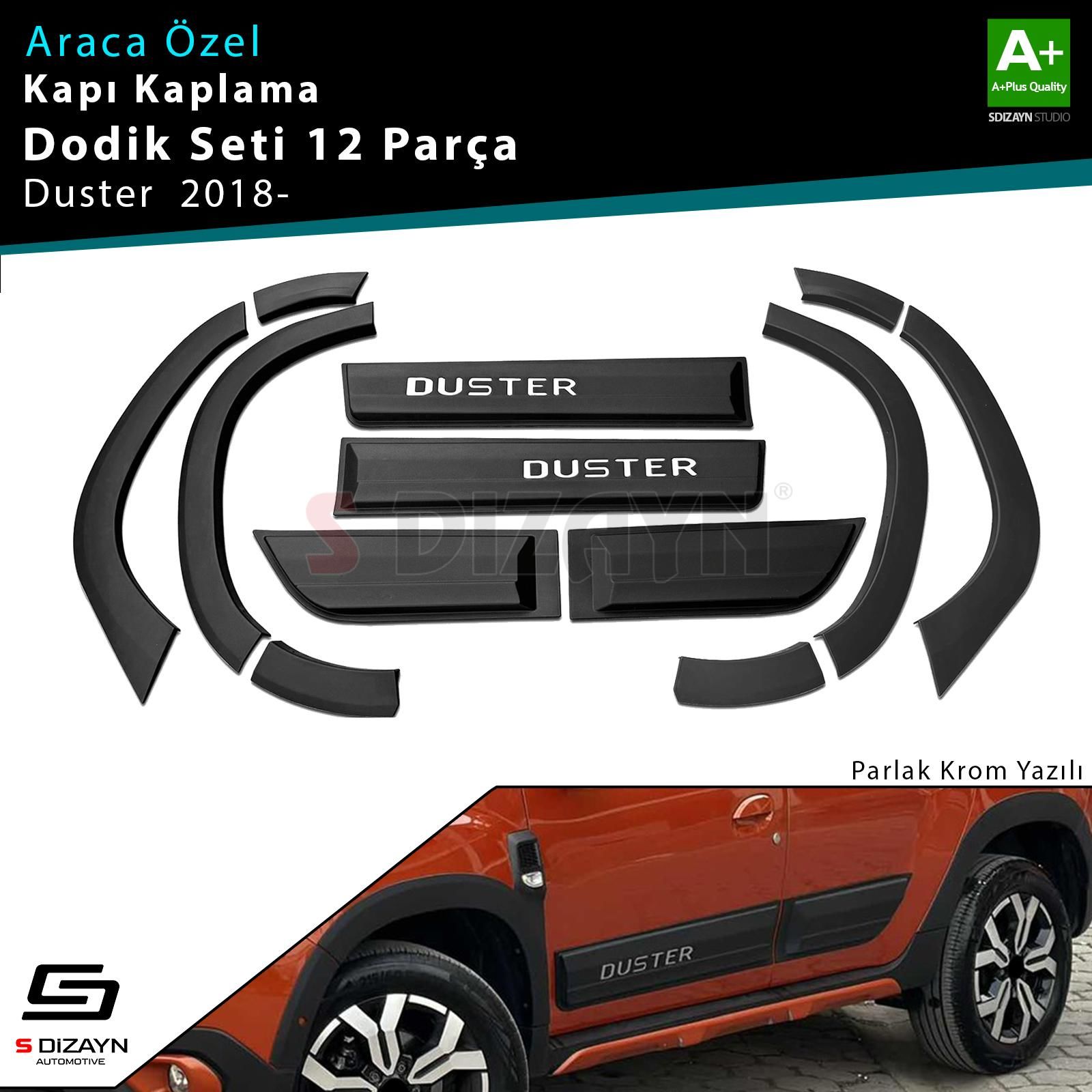 S-Dizayn Dacia Duster 2 Kapı Koruma ve Çamurluk Kaplaması Dodik Seti Parlak Krom Yazılı 2018 Üzeri A+ Kalite