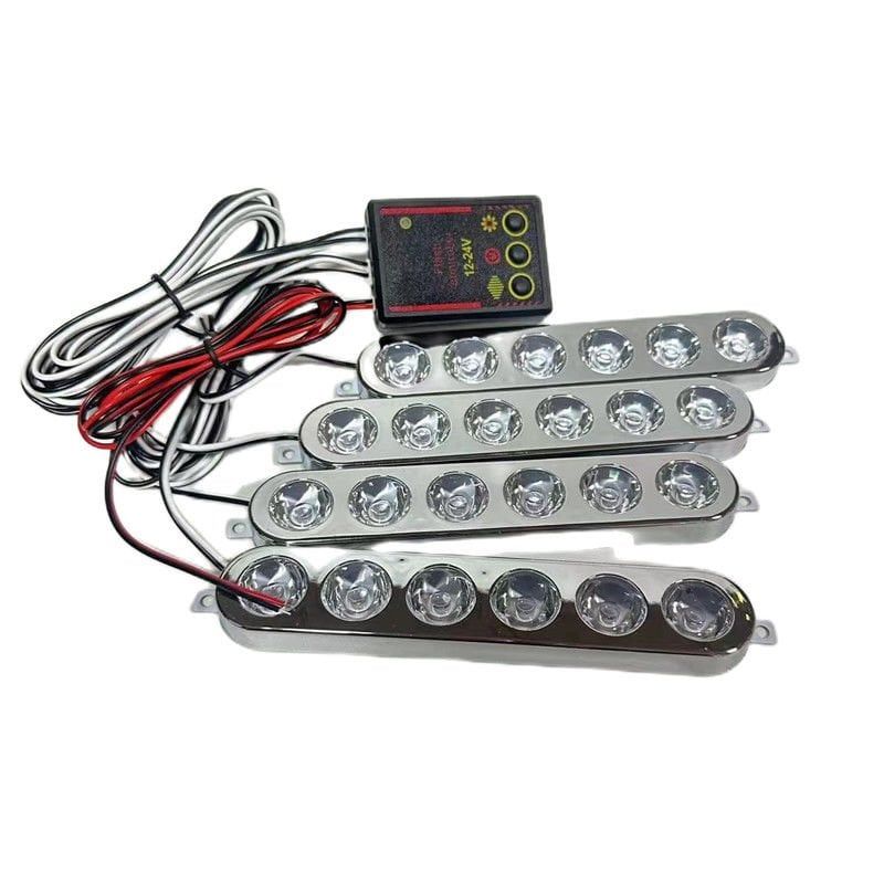 Çakar lamba 6x4 led mavi beyaz 12-24v / LAPA536-4