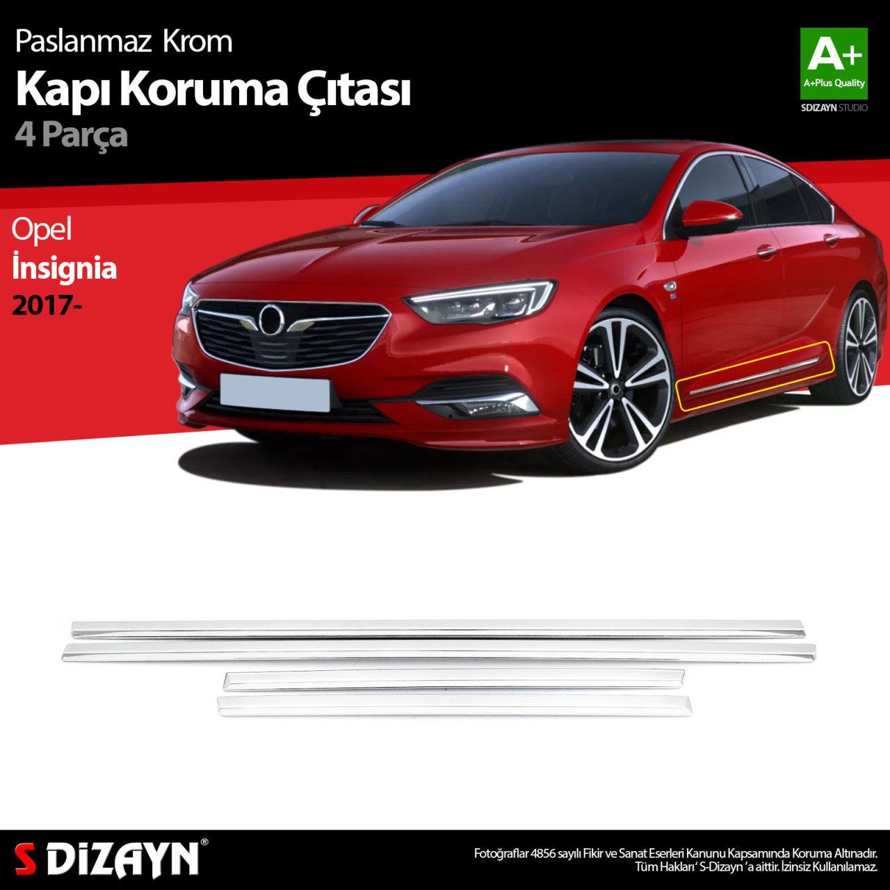 Opel Insignia Uyumlu Krom Kapı Koruma Çıtası 4 Parça. 2017 Üzeri