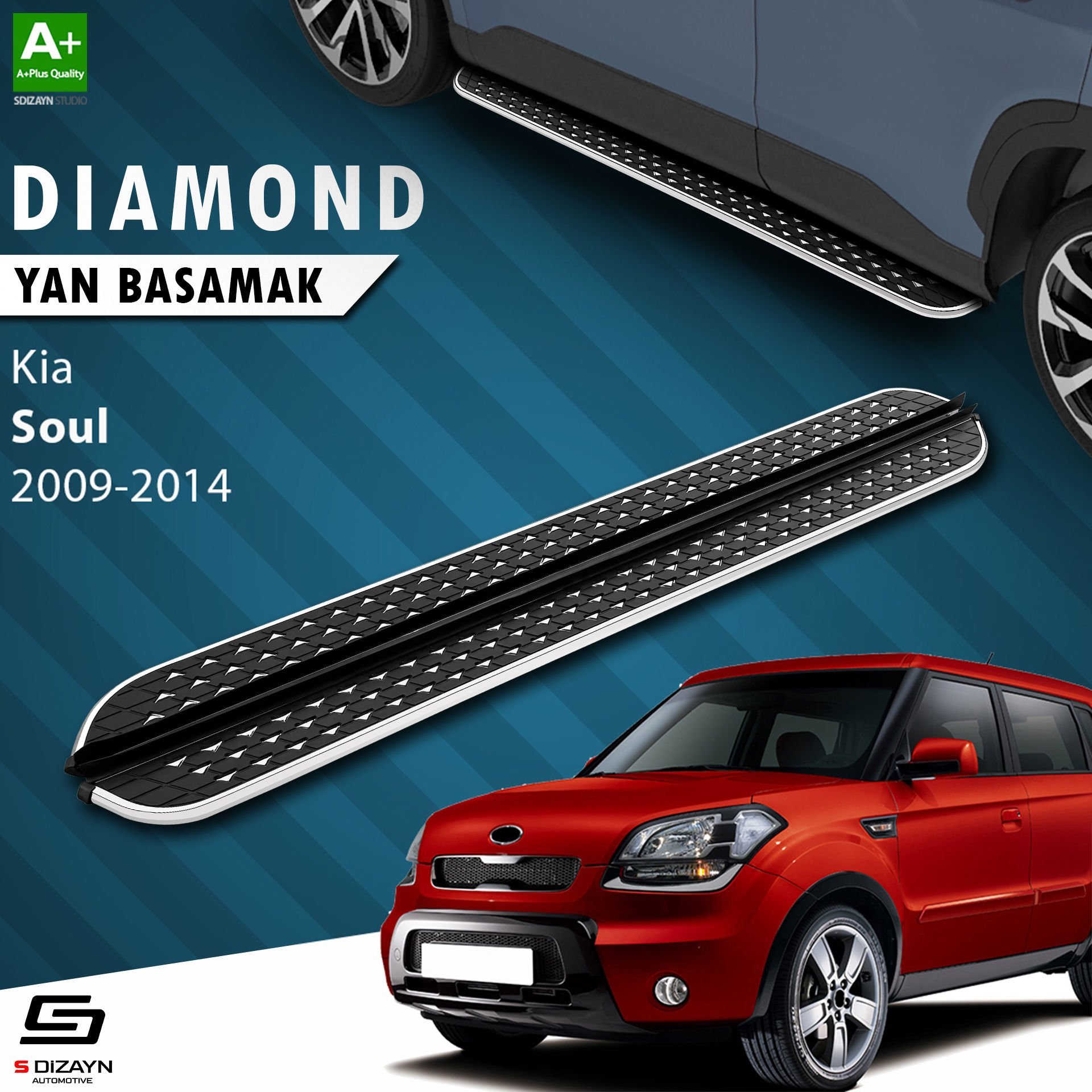 S-Dizayn Kia Soul Diamond Krom Yan Basamak 173 Cm 2009-2014