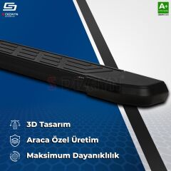 S-Dizayn Peugeot Rifter Uzun Şase NewLine Siyah Yan Basamak 213 Cm 2019 Üzeri A+ Kalite