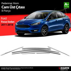 Ford Focus Uyumlu 3 Sedan Krom Cam Üst Çıtası 8 Parça 2011-2018