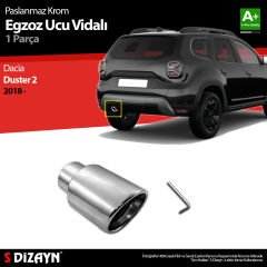 S-Dizayn Dacia Duster 2 Krom Egzoz Ucu Vidalı 55mm Çap 2018 ve Üzeri