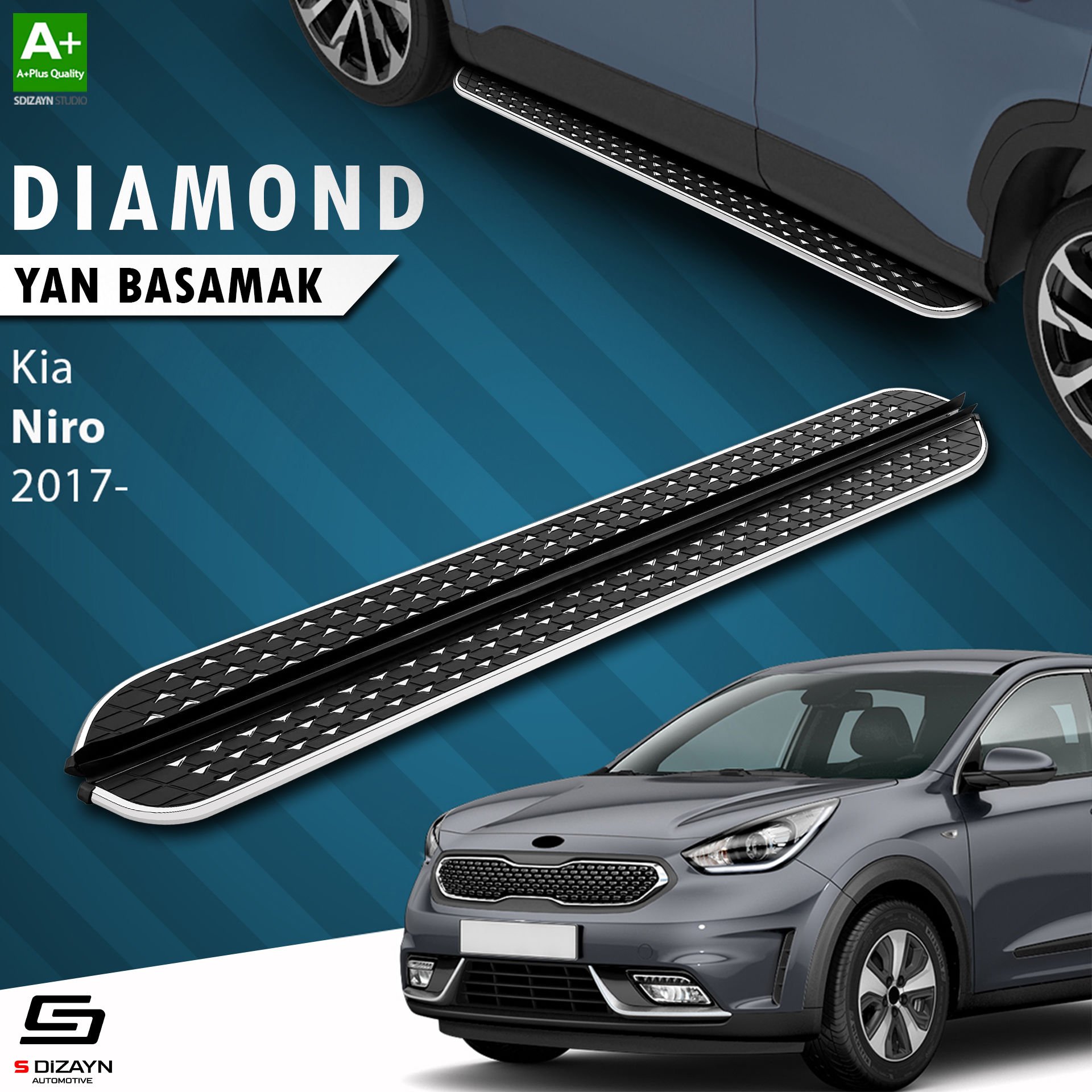 S-Dizayn Kia Niro Diamond Krom Yan Basamak 183 Cm 2017 Üzeri