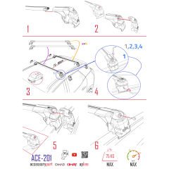 Lada XRAY 2015-2022 Arası ile uyumlu ACE-2 Ara Atkı Tavan Barı SİYAH