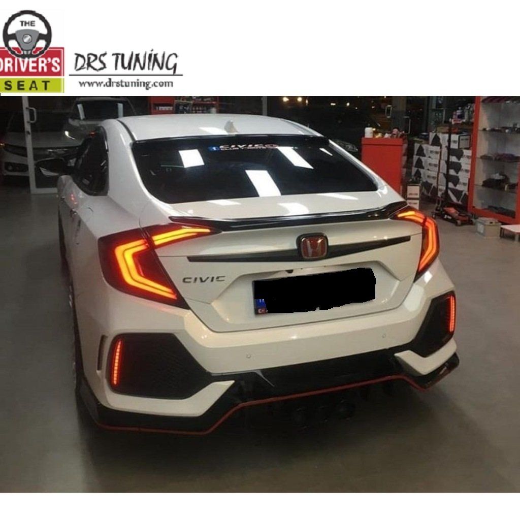 Honda Civic Uyumlu Fc5 Işıksız Hybrid Anatomik Spoiler Siyah