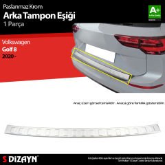 S-Dizayn VW Golf 8 SW Krom Arka Tampon Eşiği 2020 Üzeri