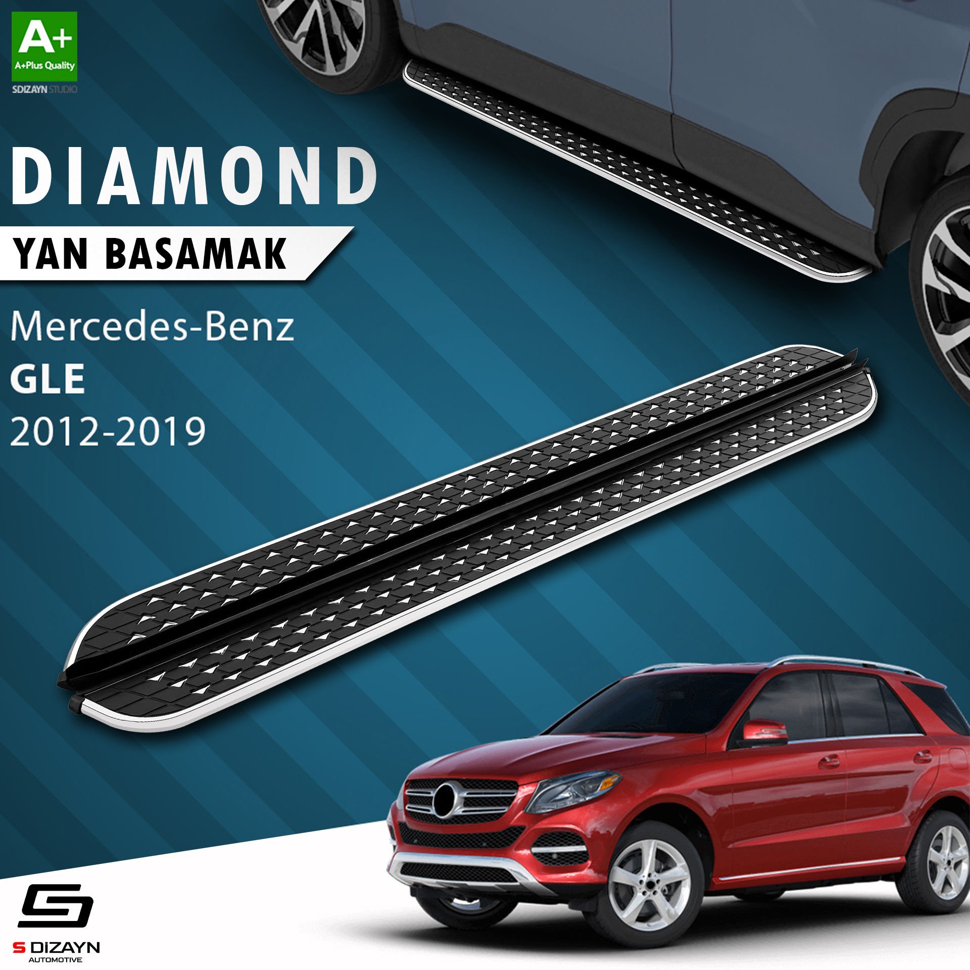 S-Dizayn Mercedes GLE W166 Diamond Krom Yan Basamak 193 Cm 2012-2019