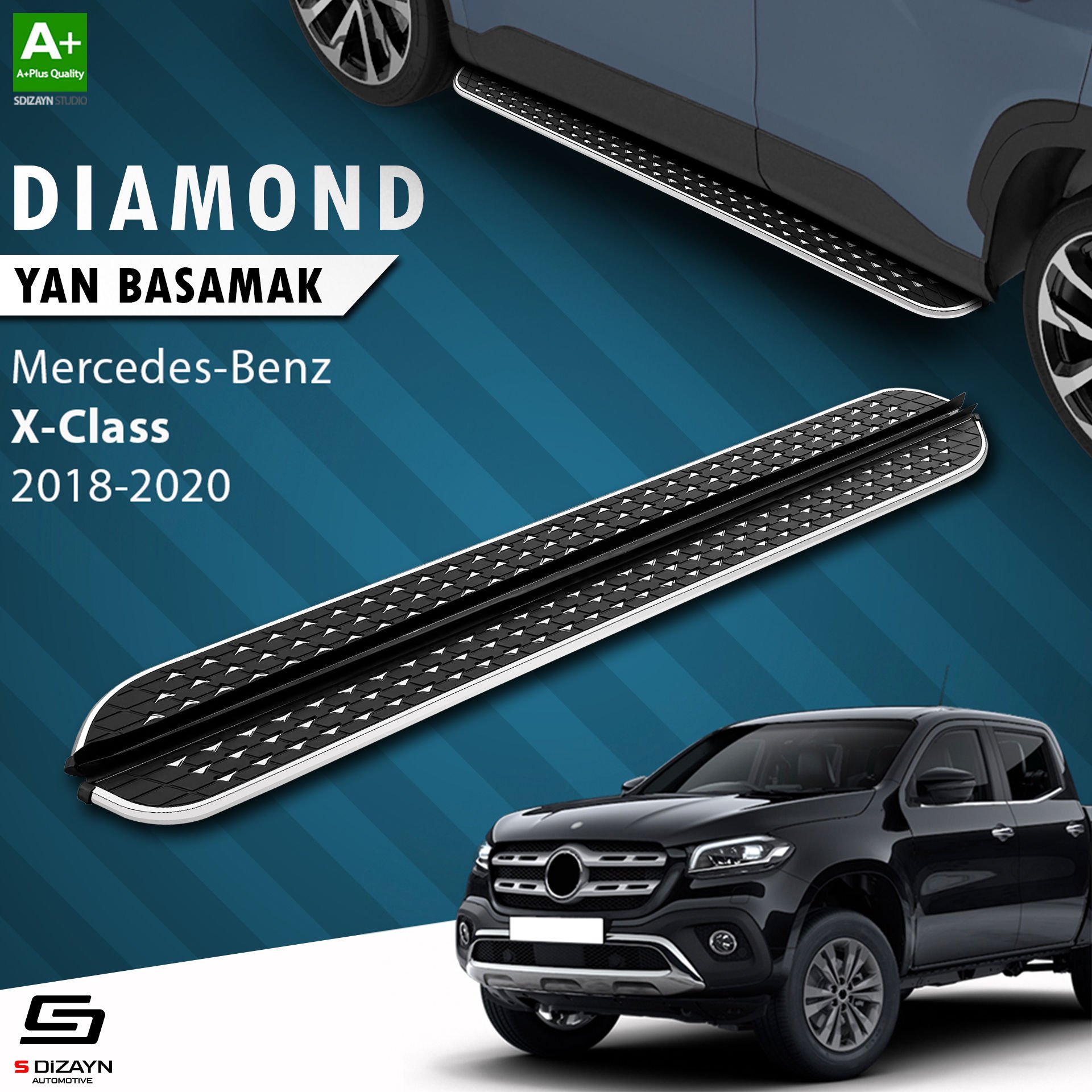 S-Dizayn Mercedes X-Class Diamond Krom Yan Basamak 203 Cm 2018-2020