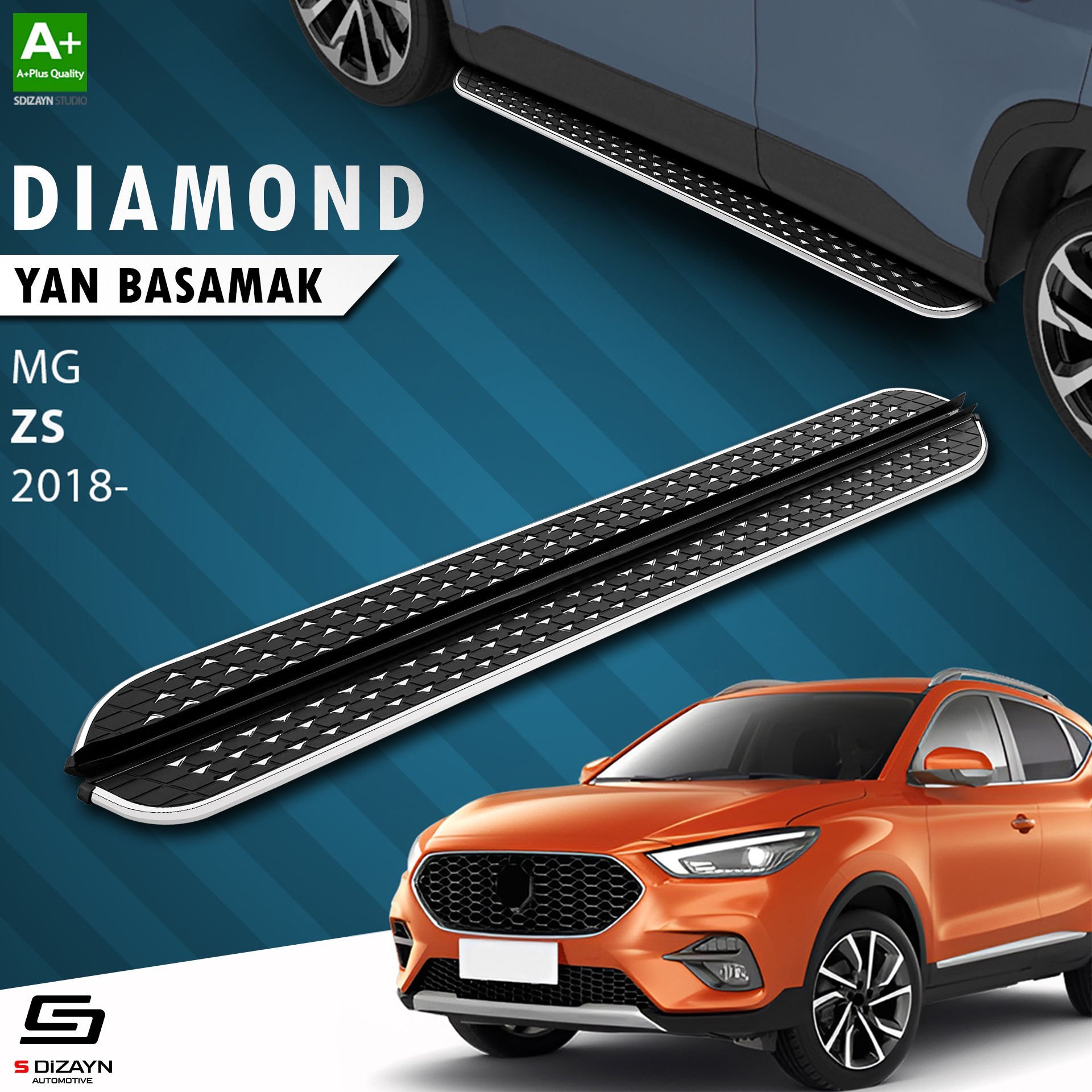 S-Dizayn MG ZS Diamond Krom Yan Basamak 173 Cm 2018 Üzeri