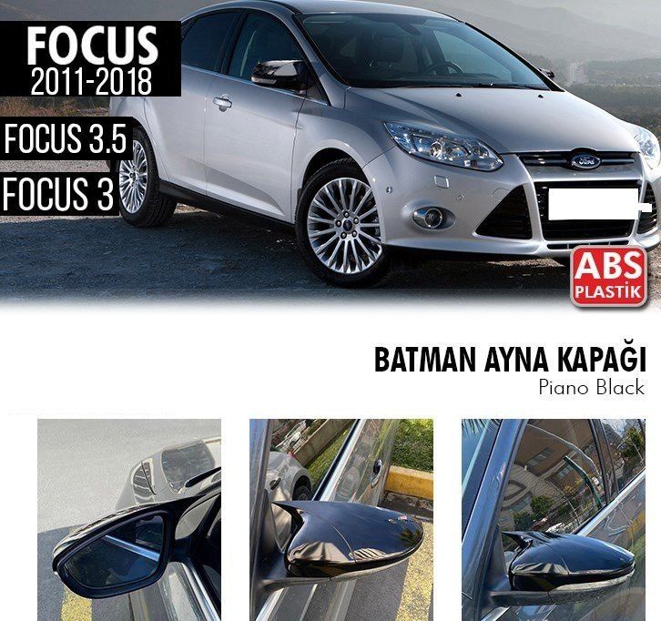 Ford Focus Uyumlu 3-3,5 (2011-2018) Sedan Batman Ayna Kapağı (Parlak Siyah)