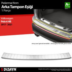 S-Dizayn VW Polo 6 HB Krom Arka Tampon Eşiği 2017-2021