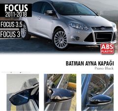 Ford Focus Uyumlu 3-3,5 (2011-2018) Hatchback Batman Ayna Kapağı (Parlak Siyah)