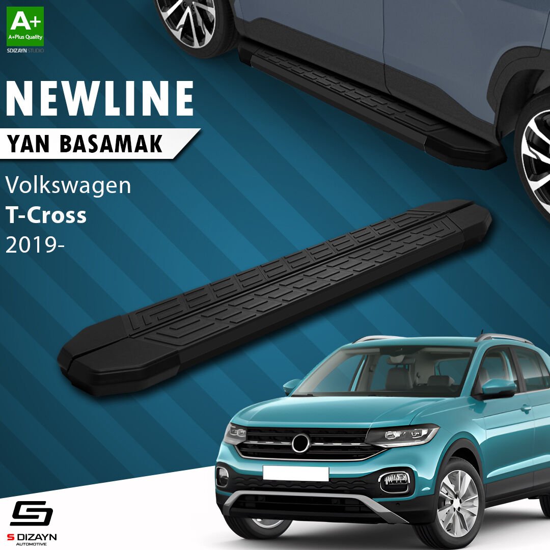 S-Dizayn VW T-Cross NewLine Siyah Yan Basamak 173 Cm 2019-2023 A+ Kalite