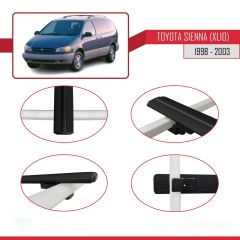 Toyota Sienna (XL10) 1998-2003 Arası ile uyumlu Basic Model Ara Atkı Tavan Barı SİYAH 3 ADET