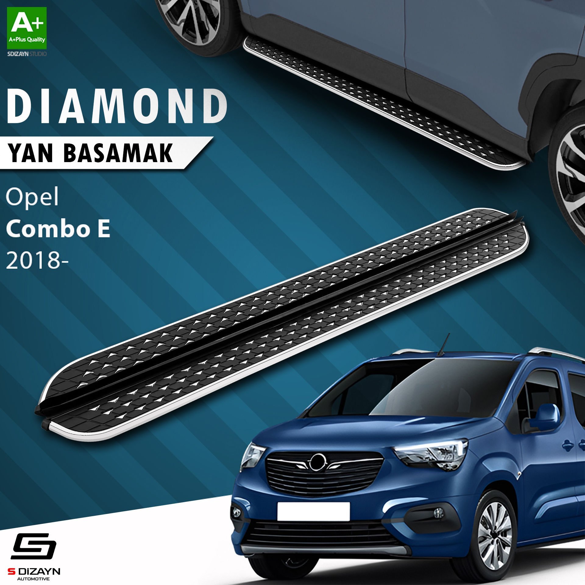 S-Dizayn Opel Combo E Diamond Krom Yan Basamak 203 Cm 2018 Üzeri