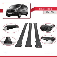 Renault Trafic 2014 ve Sonrası ile uyumlu FLY Model Ara Atkı Tavan Barı SİYAH 3 ADET BAR