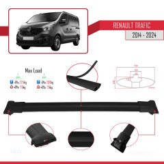 Renault Trafic 2014 ve Sonrası ile uyumlu FLY Model Ara Atkı Tavan Barı SİYAH 3 ADET BAR