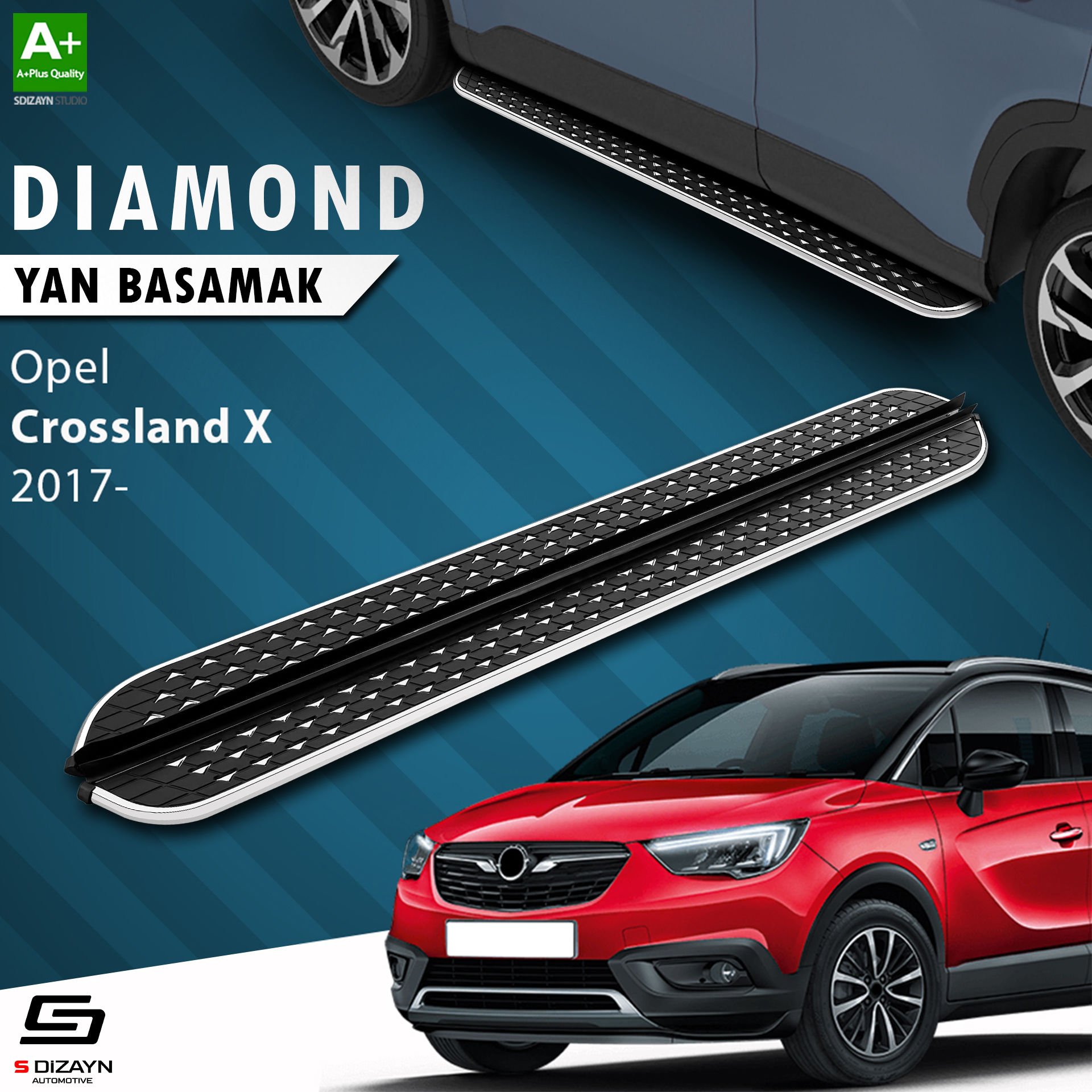 S-Dizayn Opel Crossland X Diamond Krom Yan Basamak 173 Cm 2017 Üzeri