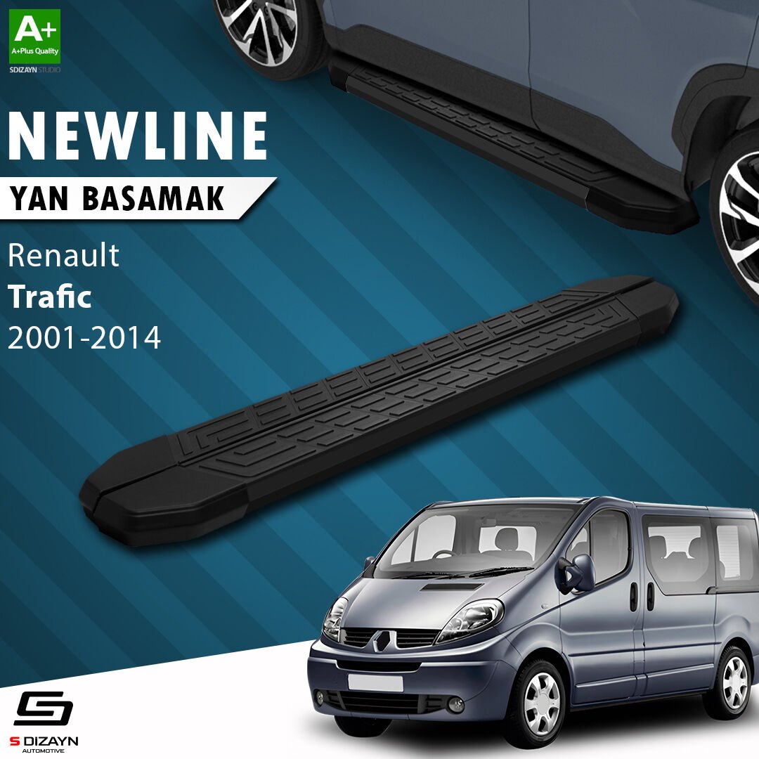 S-Dizayn Renault Trafic 2 Uzun Şase NewLine Siyah Yan Basamak 263 Cm 2001-2014 A+ Kalite