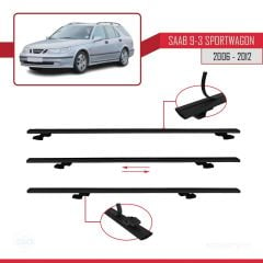 Saab 9-3 Sportwagon 2006-2012 Arası ile uyumlu Basic Model Ara Atkı Tavan Barı SİYAH 3 ADET