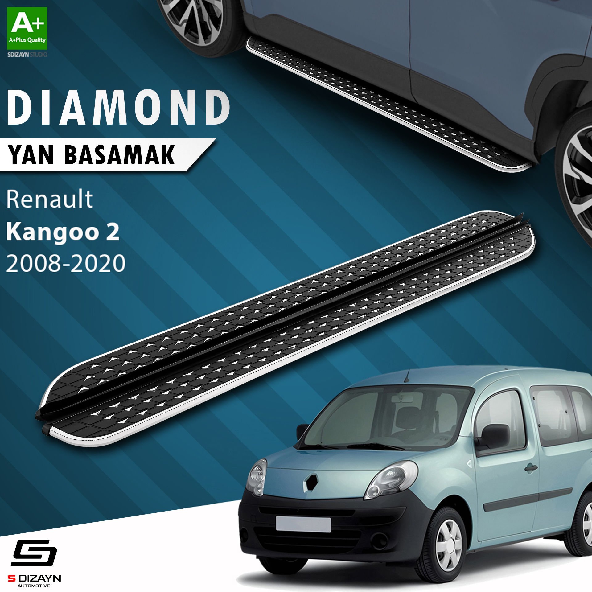 S-Dizayn Renault Kangoo 2 Diamond Krom Yan Basamak 193 Cm 2008-2020