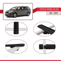 Toyota Sienna (XL30) 2011-2020 Arası ile uyumlu Basic Model Ara Atkı Tavan Barı SİYAH 3 ADET