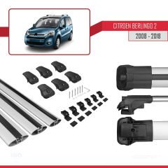 Citroen Berlingo 2008-2018 Arası ile uyumlu ACE-1 Ara Atkı Tavan Barı GRİ 3 ADET BAR