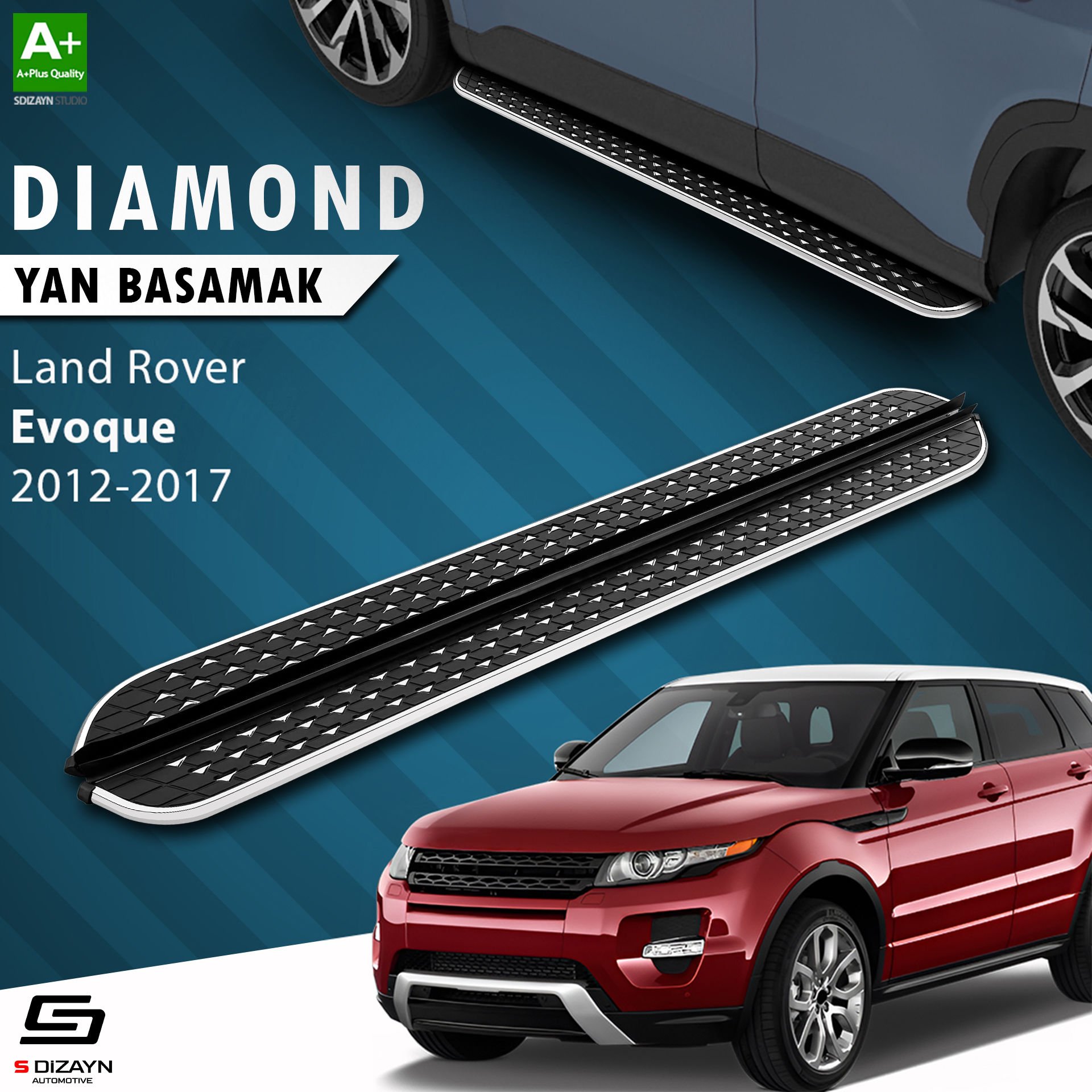 S-Dizayn Land Rover Range Rover Evoque Diamond Krom Yan Basamak 173 Cm 2012-2017