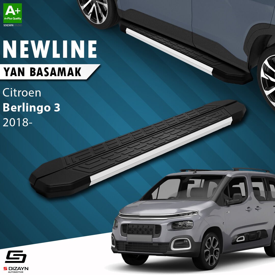 S-Dizayn Citroen Berlingo 3 Uzun Şase NewLine Aluminyum Yan Basamak 213 Cm 2018 Üzeri A+ Kalite