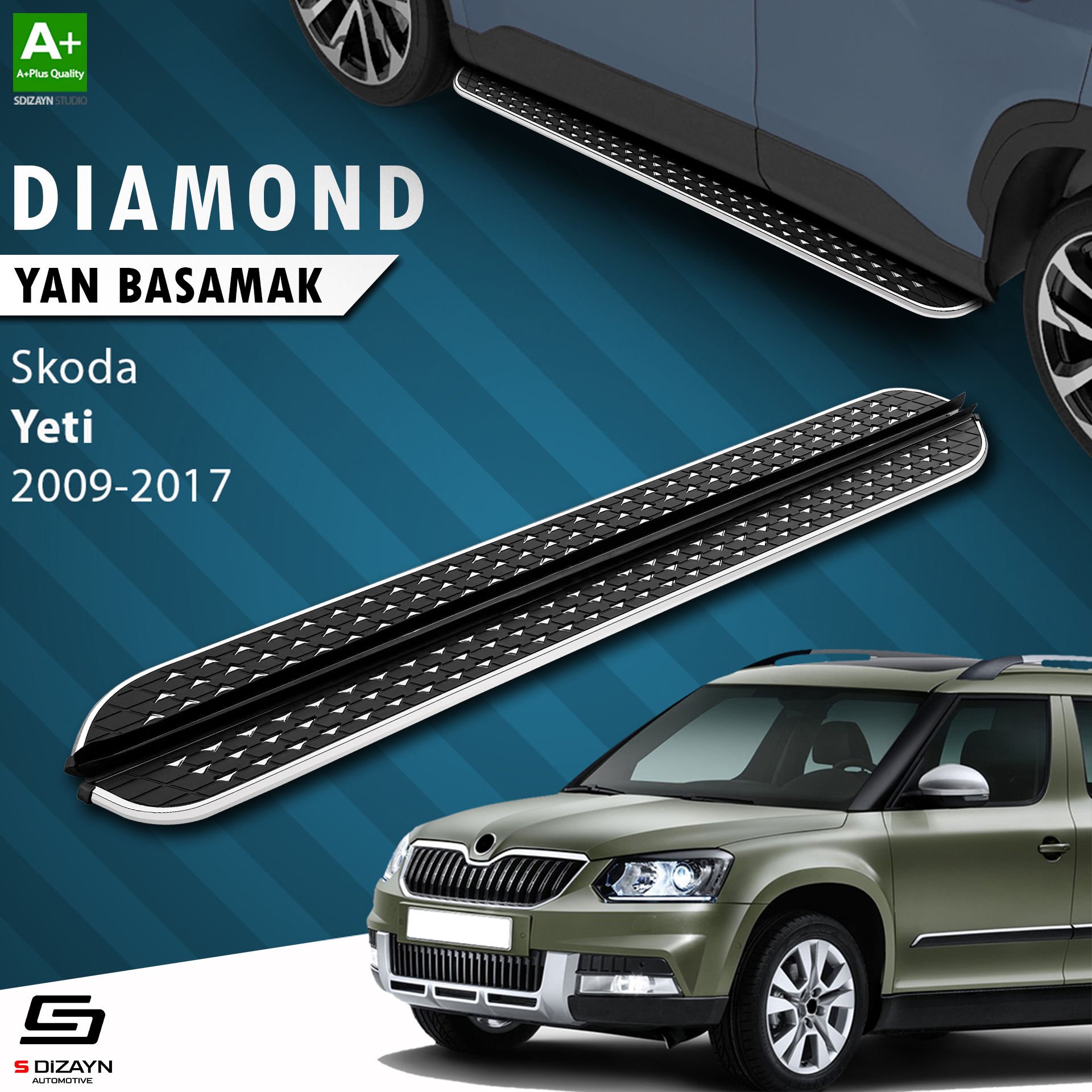 S-Dizayn Skoda Yeti Diamond Krom Yan Basamak 173 Cm 2009-2017