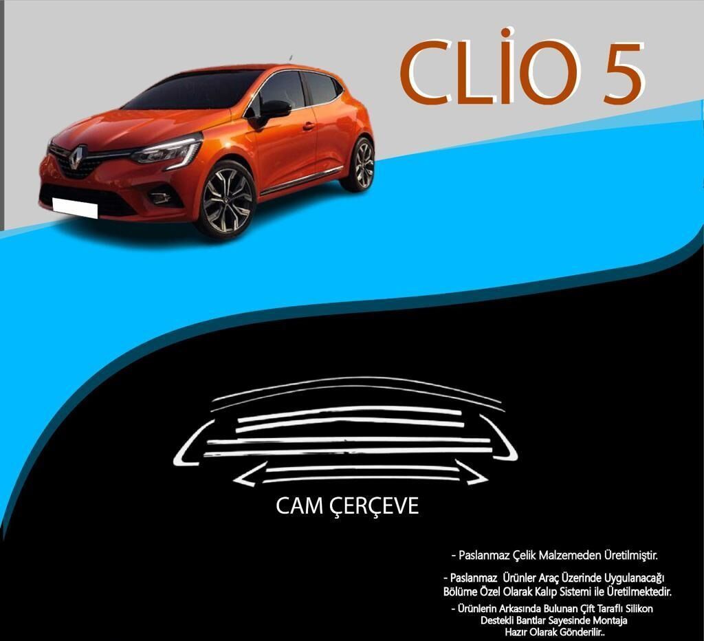 Renault Clio Uyumlu Krom Cam Çerçevesi 12 Parça 2019 Ve Üzeri Parça Clio 5 (2019+)