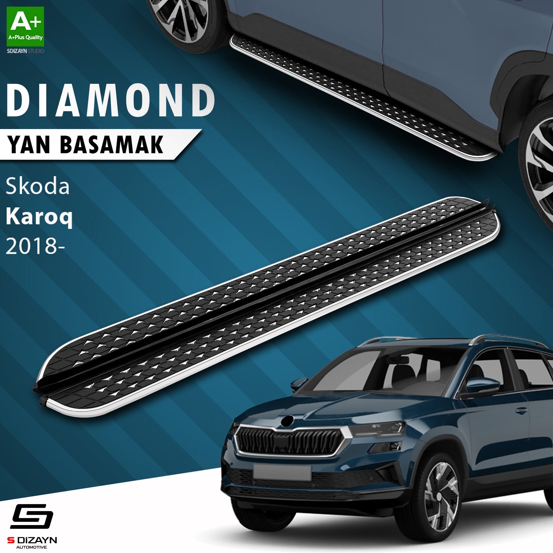 S-Dizayn Skoda Karoq Diamond Krom Yan Basamak 173 Cm 2018 Üzeri