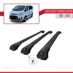 Ford Transit Tourneo - Custom 2012-2023 Arası ile uyumlu ACE-1 Ara Atkı Tavan Barı SİYAH 3 ADET BAR