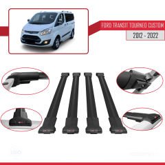 Ford Transit Tourneo - Custom 2012-2023 Arası ile uyumlu FLY Model Ara Atkı Tavan Barı SİYAH 4 ADET BAR