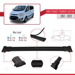 Ford Transit Tourneo - Custom 2012-2023 Arası ile uyumlu FLY Model Ara Atkı Tavan Barı SİYAH 4 ADET BAR