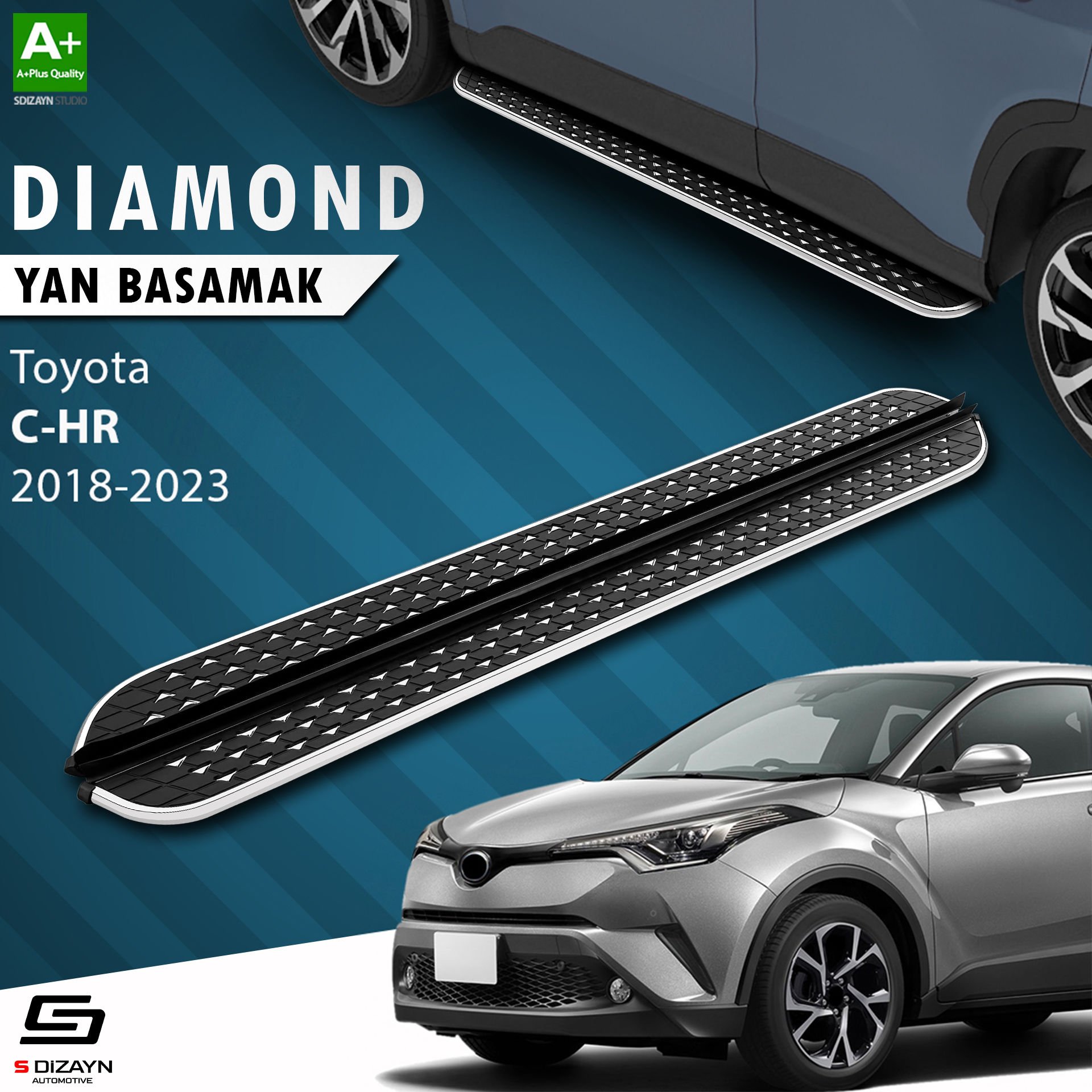 S-Dizayn Toyota C-HR Diamond Krom Yan Basamak 173 Cm 2018-2023