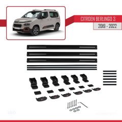 Citroen Berlingo 2019-2022 Arası ile uyumlu Basic Model Ara Atkı Tavan Barı SİYAH 3 ADET