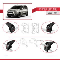 Citroen Berlingo 2023 ve Sonrası ile uyumlu ACE-2 Ara Atkı Tavan Barı SİYAH