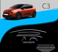 Citroen C3 Uyumlu Krom Cam Çerçevesi 12 Parça  (2017+)