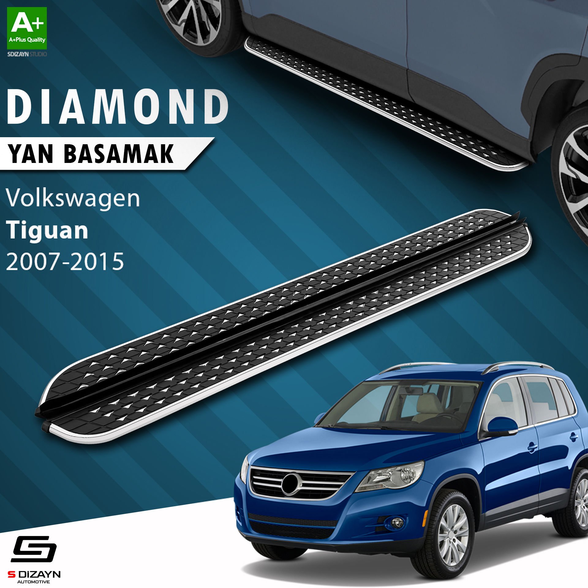 S-Dizayn VW Tiguan Diamond Krom Yan Basamak 173 Cm 2007-2015