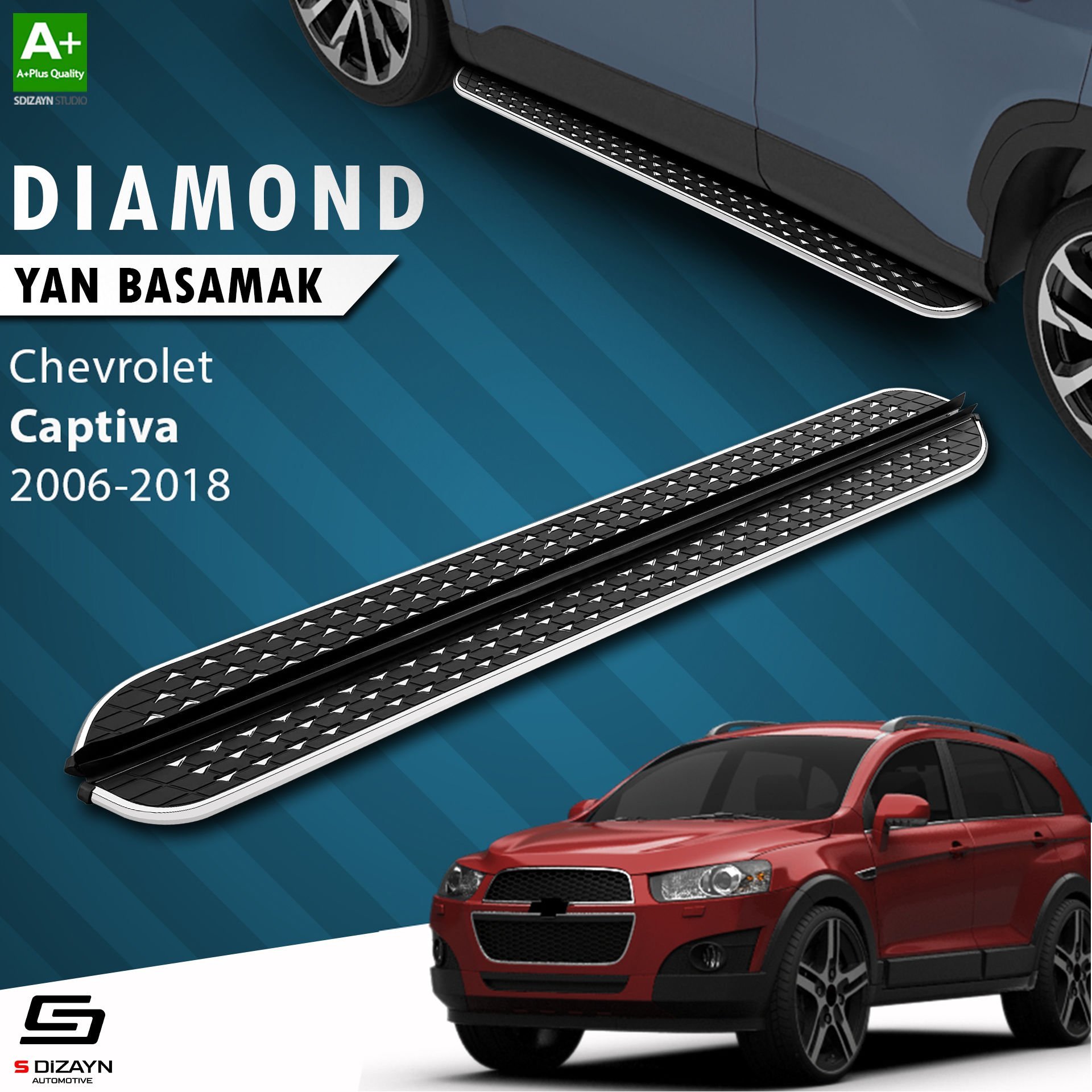 S-Dizayn Chevrolet Captiva Diamond Krom Yan Basamak 183 Cm 2006-2018