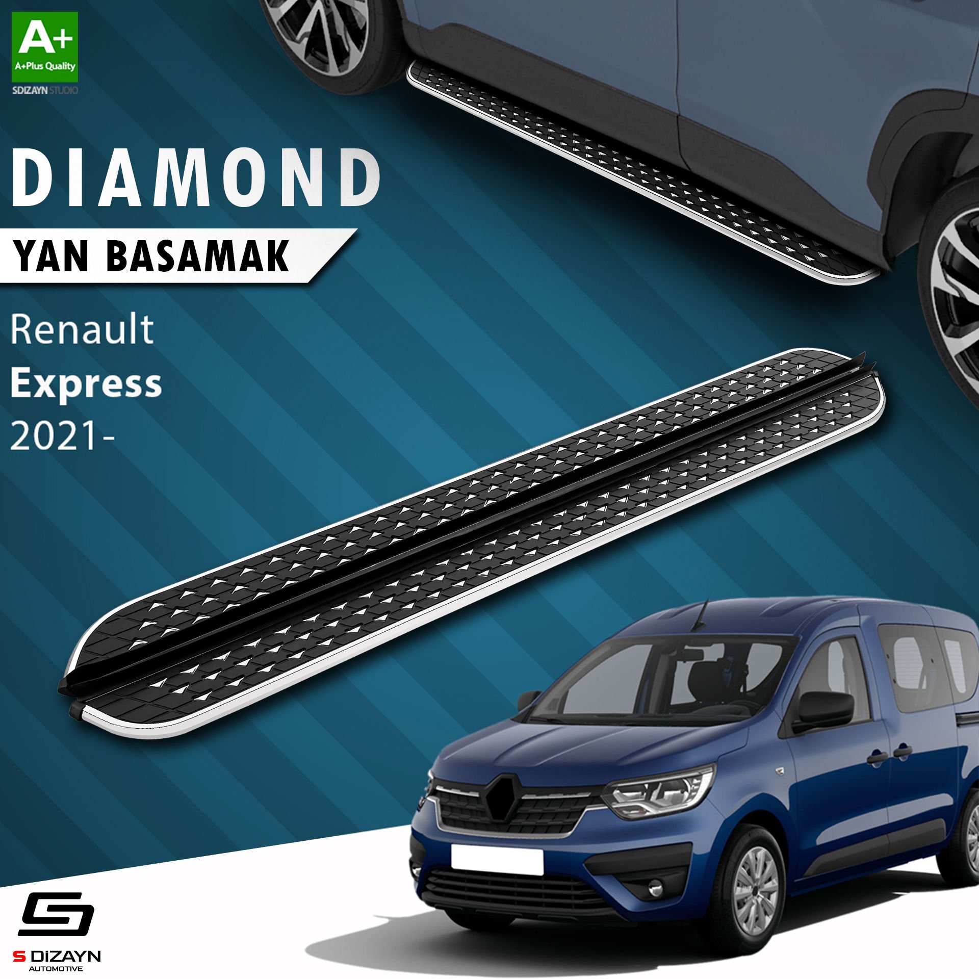 S-Dizayn Renault Express Diamond Krom Yan Basamak 203 Cm 2021 Üzeri