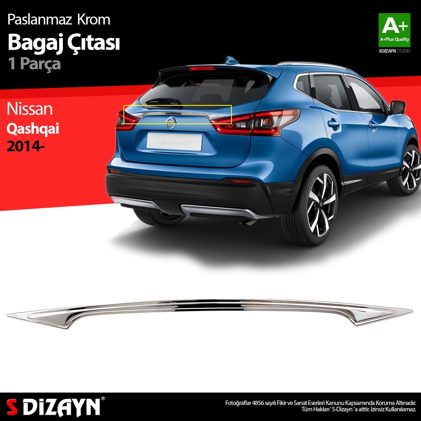 Nissan Qashqai Uyumlu Krom Bagaj Çıtası 2014-2021