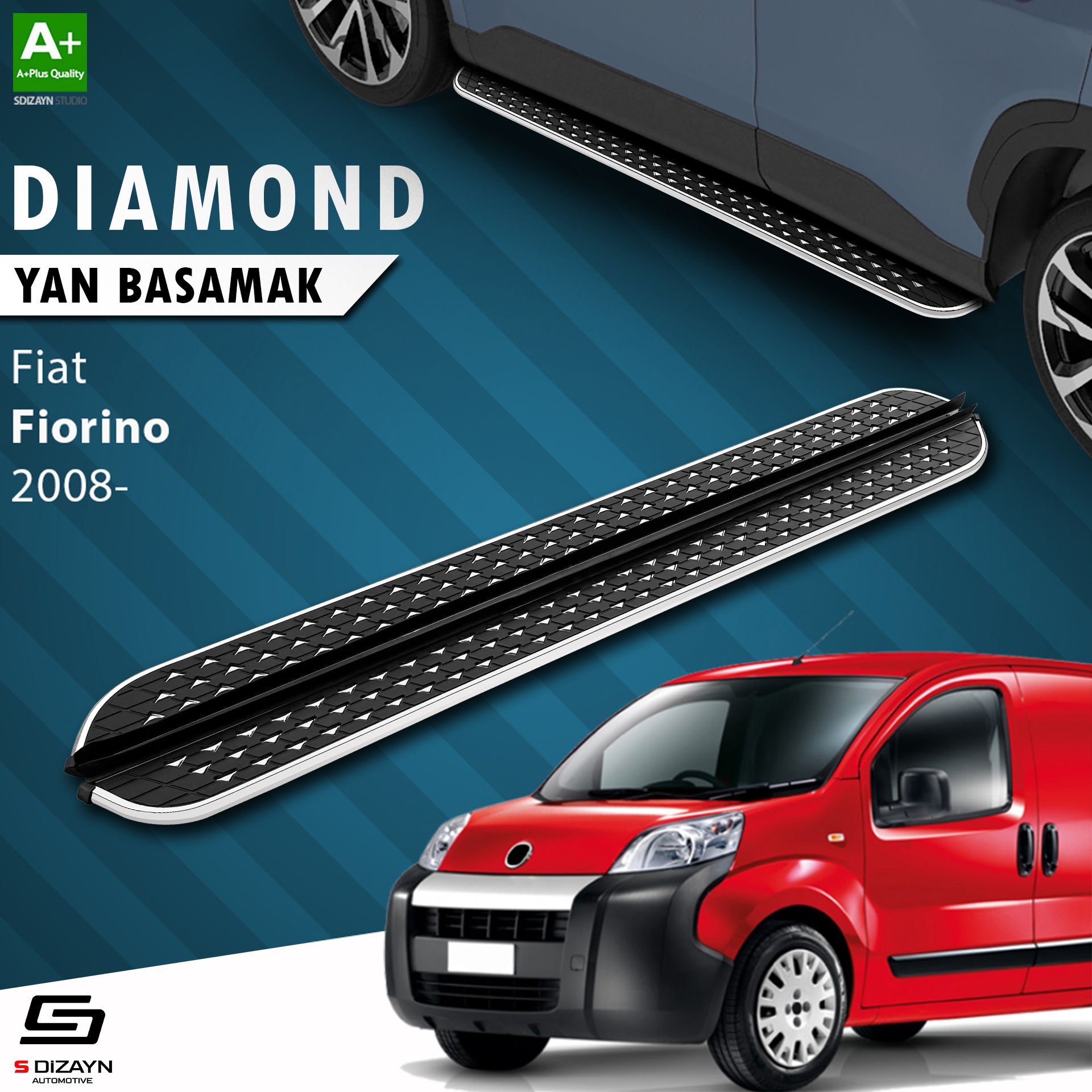 S-Dizayn Fiat Fiorino Diamond Krom Yan Basamak 173 Cm 2008 Üzeri