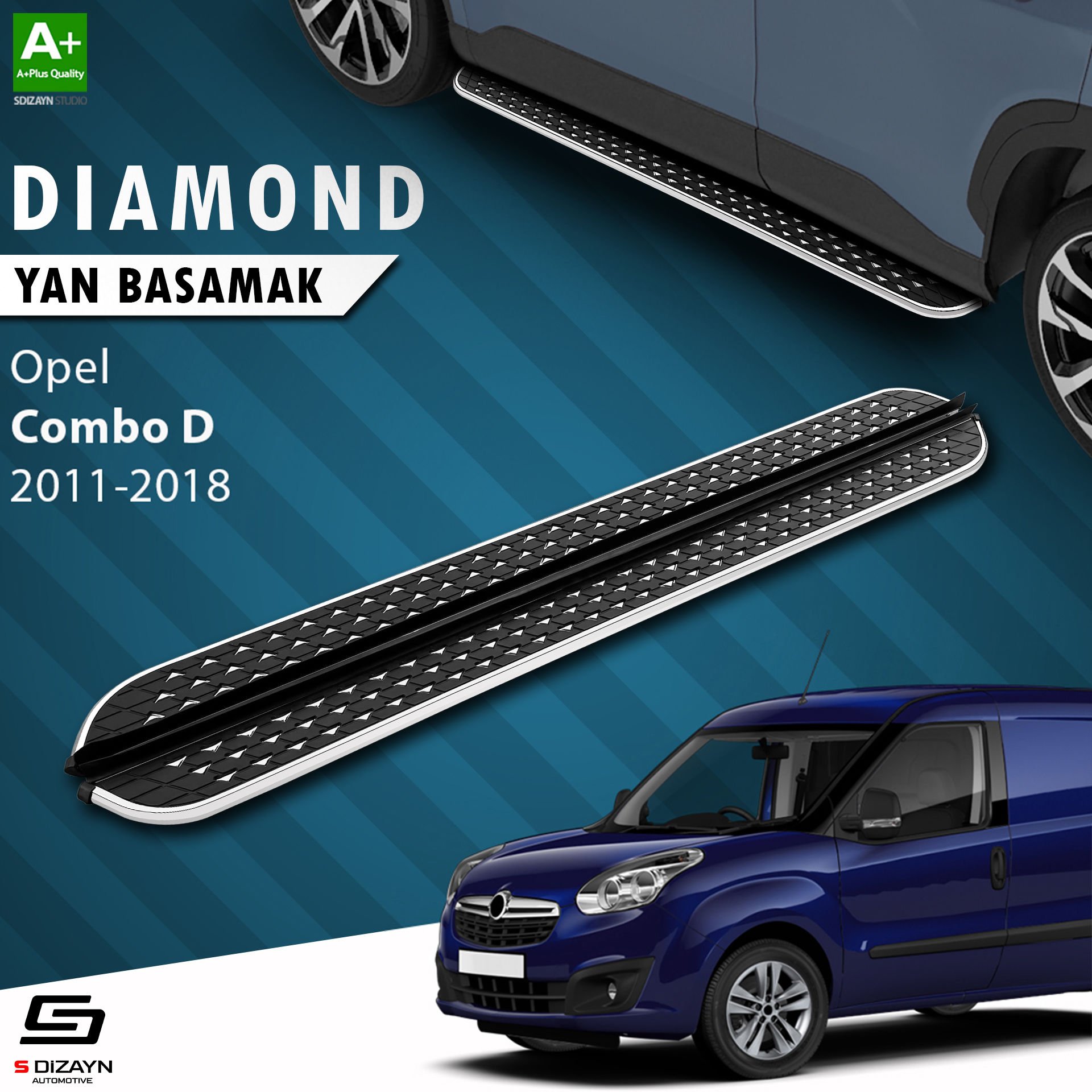 S-Dizayn Opel Combo D Diamond Krom Yan Basamak 193 Cm 2011-2018