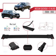 Nissan Qashqai +2 2008-2013 Arası ile uyumlu FLY Model Ara Atkı Tavan Barı SİYAH